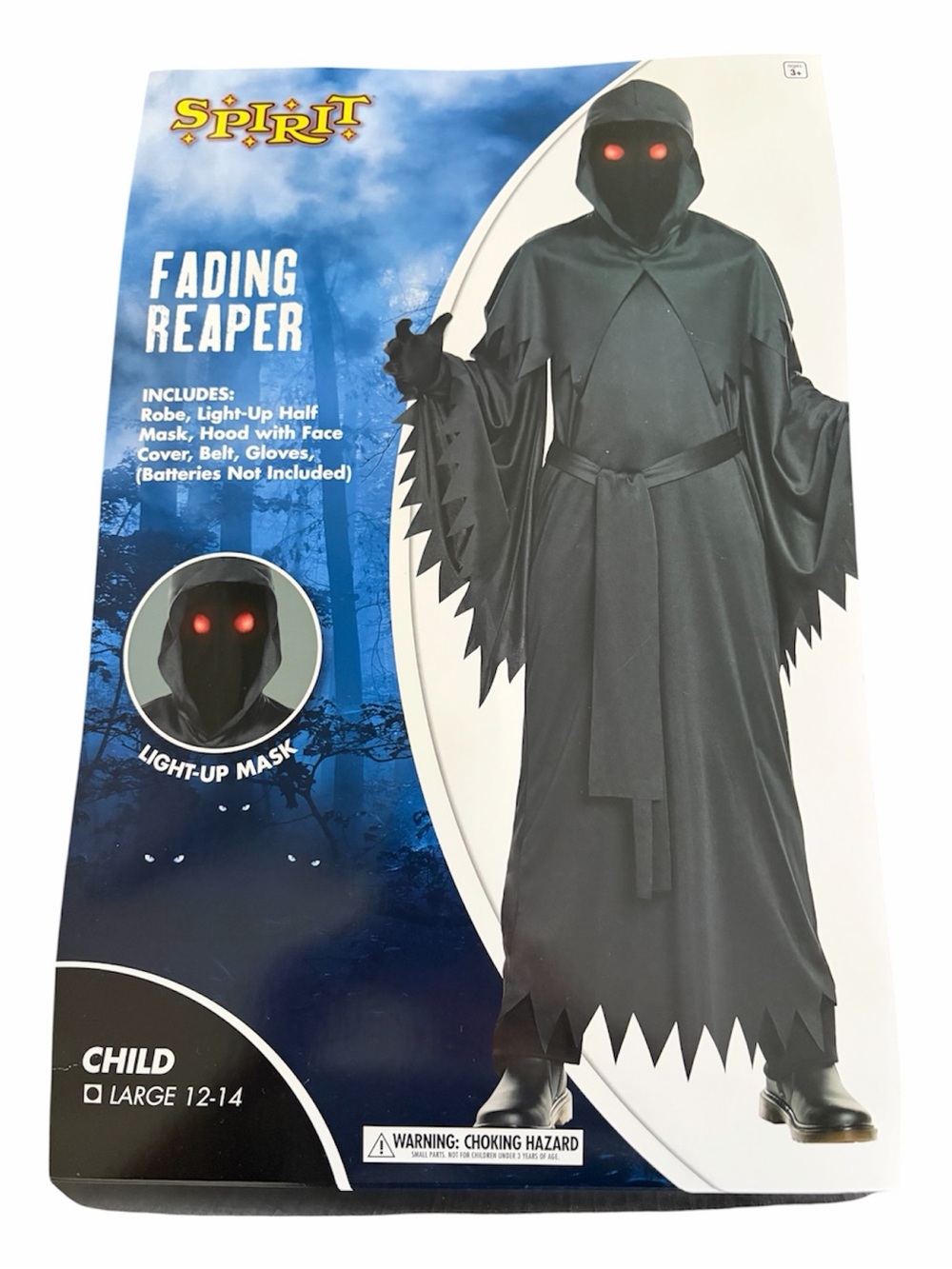 Spirit Black Fading Reaper Costume with Red Light-Up Eyes